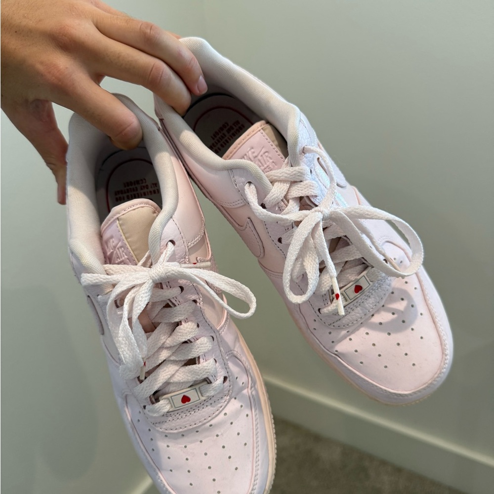 Nike Light Pink AF1 with Red Heart